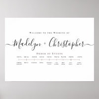 Minimalist Script Wedding Order of Events Timeline