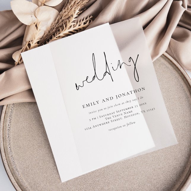 Minimalist Script Wedding Overlay Vellum Invitations (Creator Uploaded)