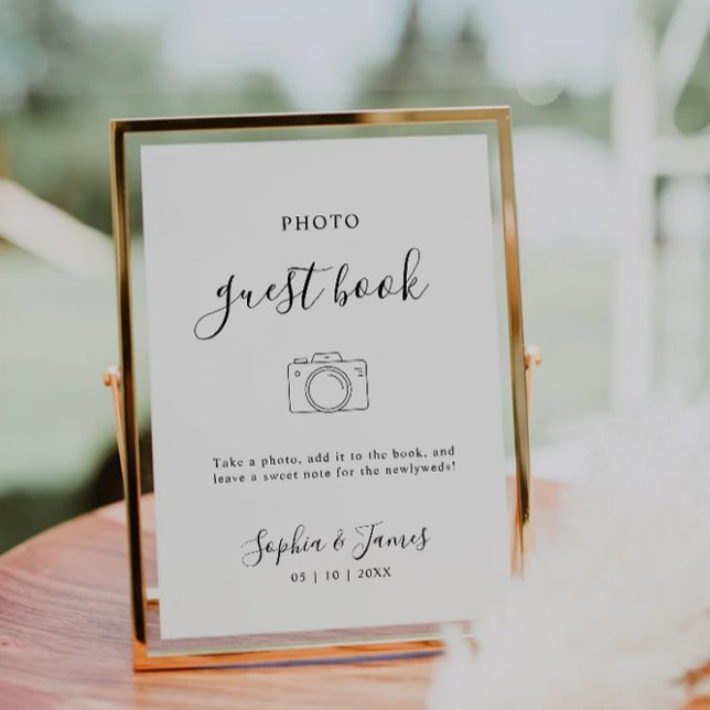 Minimalist Script Wedding Photo Guestbook Sign Invitation (Minimalist Script Wedding Photo Guestbook Sign Invitation)