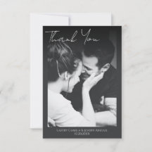 Minimalist Script Wedding photo Thank You Card