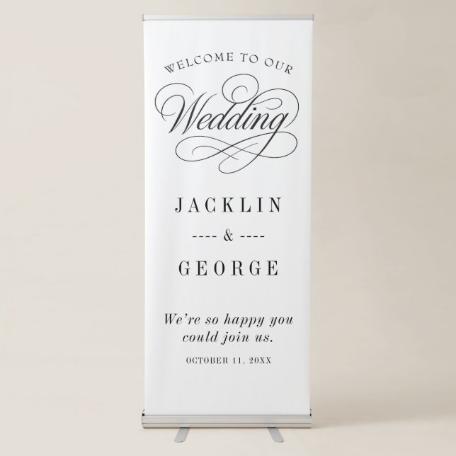 Minimalist Script Wedding Retractable Banner (Front)