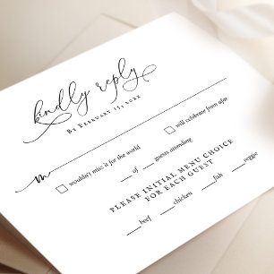 Minimalist Script Wedding RSVP Reply Card