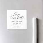 Minimalist Script Wedding Save The Date Magnet<br><div class="desc">Modern Minimalist Script Wedding Save the Date Magnet. Simple minimal calligraphy typography design. Personalise for a custom wedding save the date.</div>