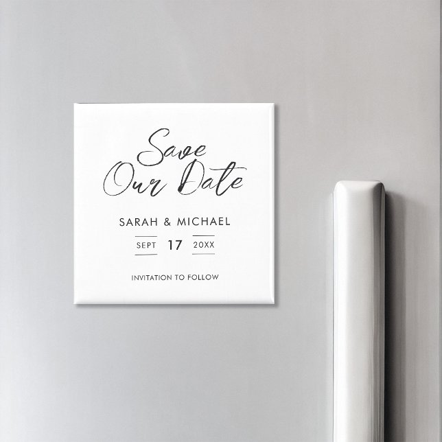 Minimalist Script Wedding Save The Date Magnet (Creator Uploaded)