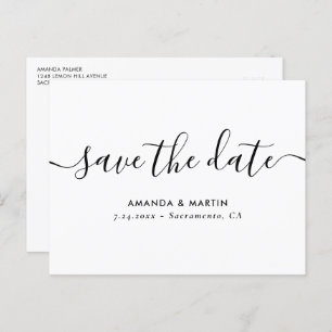 Minimalist Script Wedding Save The Date Postcards