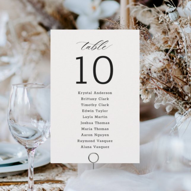 Minimalist Script Wedding Seating Chart Card (Creator Uploaded)