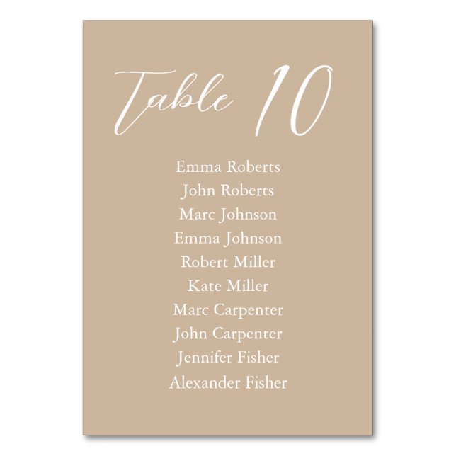 Minimalist Script Wedding Seating Plan Table Number (Front)