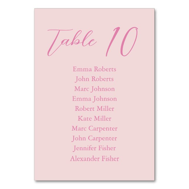 Minimalist Script Wedding Seating Plan Table Number (Back)