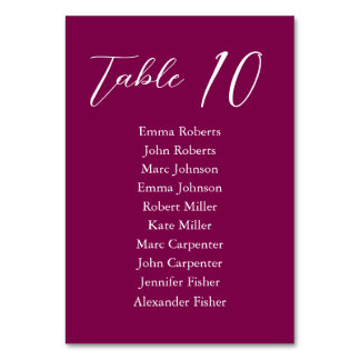 Minimalist Script Wedding Seating Plan Table Number
