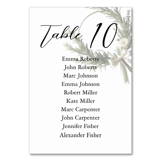 Minimalist Script Wedding Seating Plan Table Number (Front)