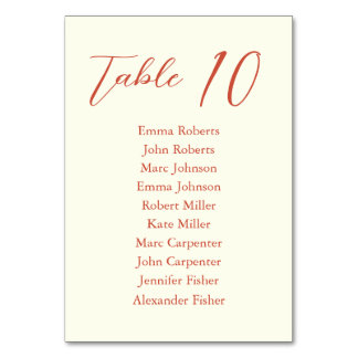 Minimalist Script Wedding Seating Plan Table Number