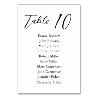 Minimalist Script Wedding Seating Plan Table Number