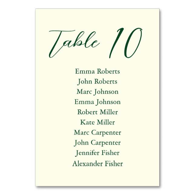 Minimalist Script Wedding Seating Plan Table Number (Front)