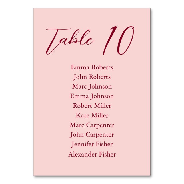 Minimalist Script Wedding Seating Plan Table Number (Front)