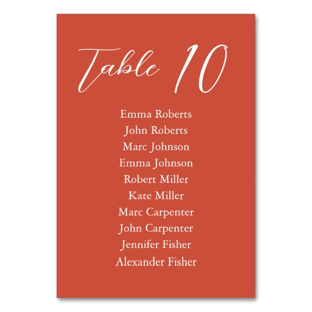 Minimalist Script Wedding Seating Plan Table Number (Front)