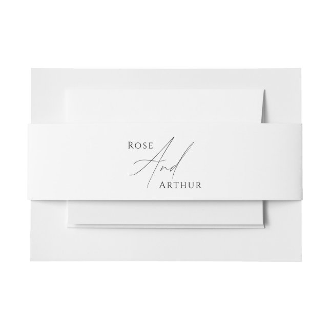  Minimalist Script Wedding Sticker Invitation Belly Band (Front Example)