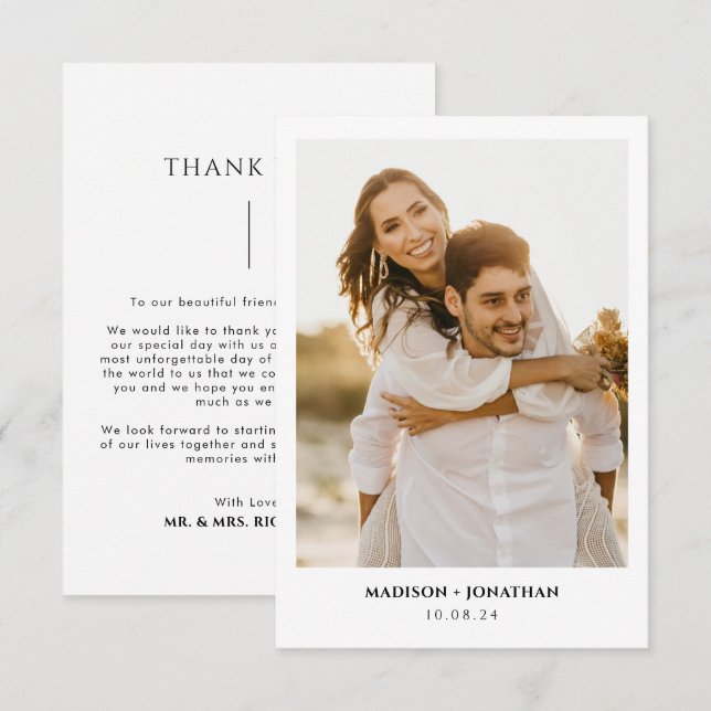 Minimalist Script Wedding Thank You Card (Front/Back)