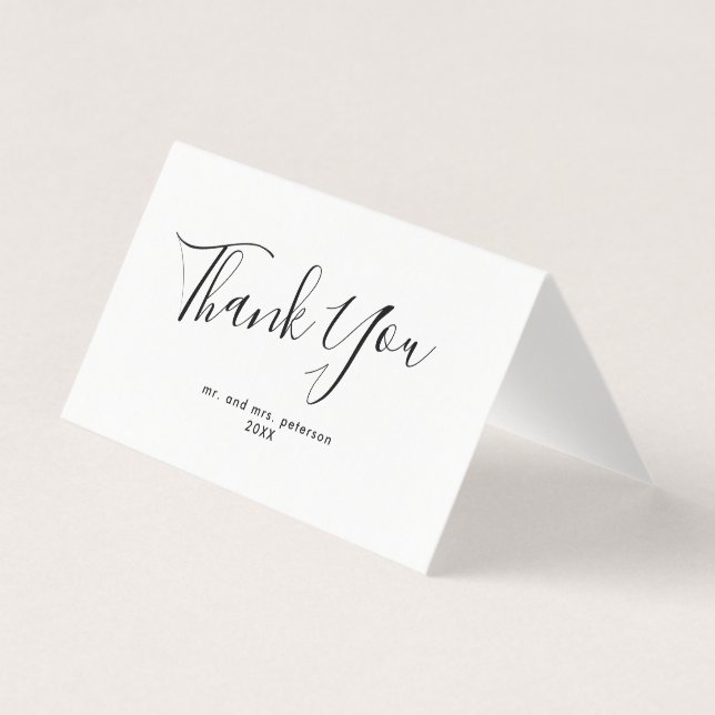 Minimalist Script Wedding Thank You Card (Front)