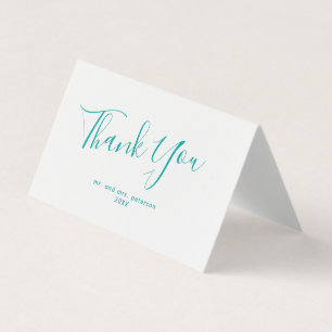 Minimalist Script Wedding Thank You Card   Teal