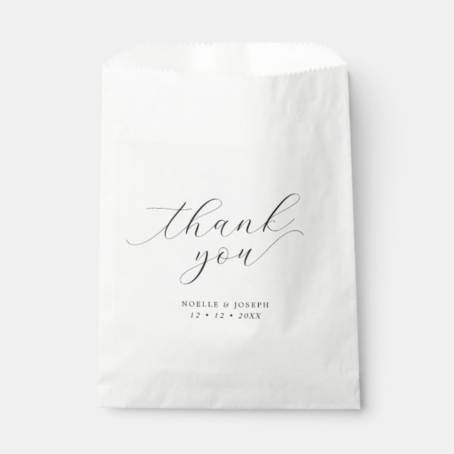 Minimalist Script Wedding Thank You Favour Favour Bags (Front)