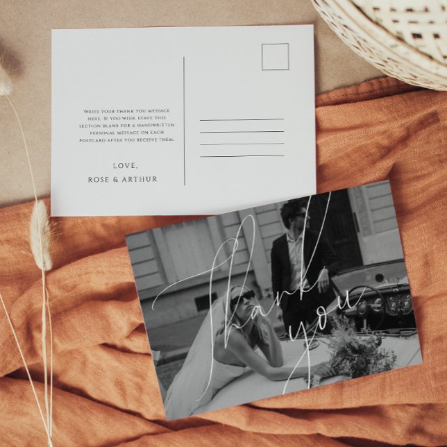Minimalist Script Wedding Thank You Postcard (Creator Uploaded)