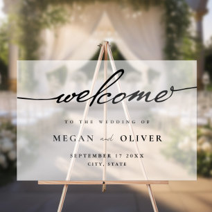 Minimalist Script Wedding Welcome Frosted Acrylic Sign