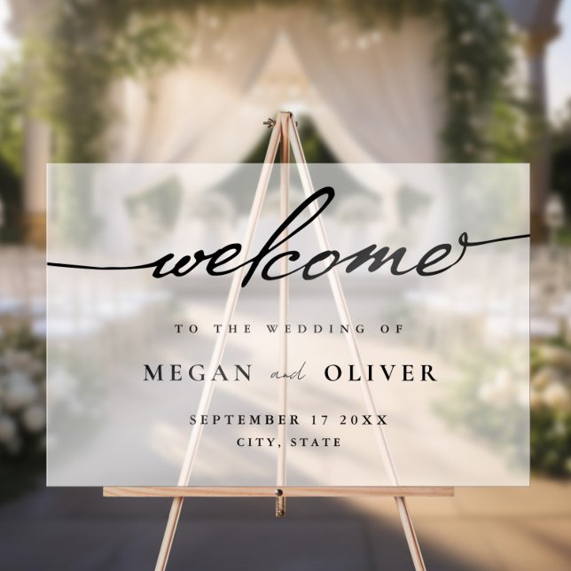 Minimalist Script Wedding Welcome Frosted Acrylic Sign (Creator Uploaded)