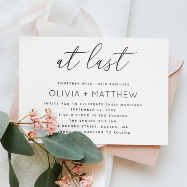 Minimalist Script Wedding with QR Code | At Last Invitation (Creator Uploaded)