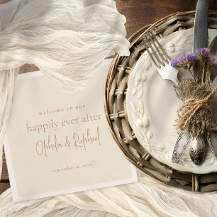 Minimalist Script Welcome Message Cream Wedding Napkin