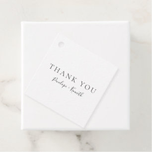 Minimalist Script White Modern Custom Wedding  Favour Tags
