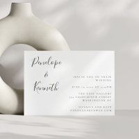 Minimalist Script White Modern Wedding Boho
