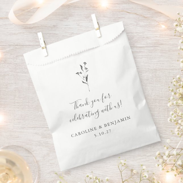 Minimalist Script White Wedding Custom Thank You Favour Bags (Clipped)