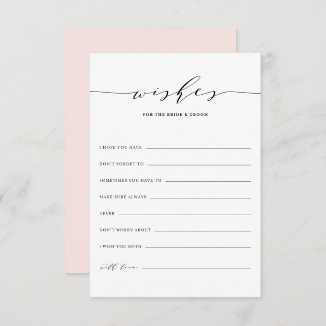 Minimalist Script Wishes for the Bride and Groom Advice Card (Front/Back)