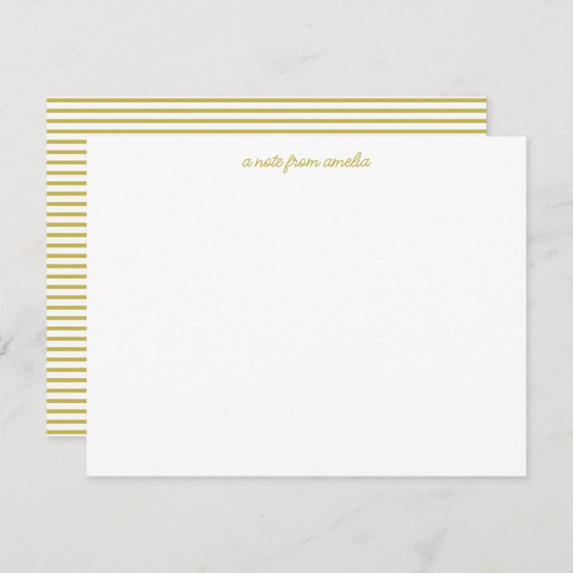 Minimalist Script Yellow Stripe Personalized Name Card (Front/Back)