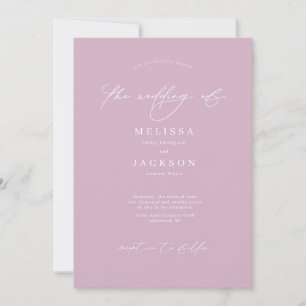 Minimalist scripted Dusty Rose Wedding Invitation