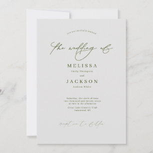 Minimalist scripted Stone Grey Wedding Invitation
