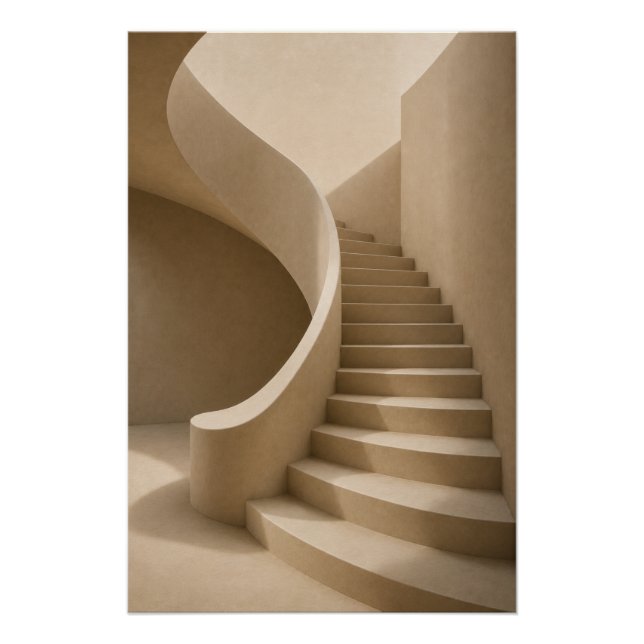 Minimalist Sculptural Staircase Wall Art Poster (Front)