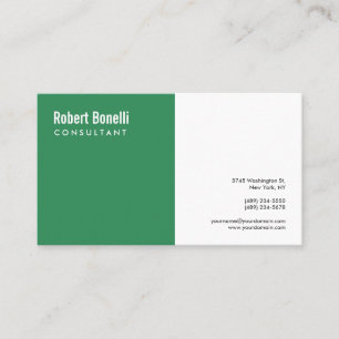 Minimalist Sea Forest Green White Modern Custom Business Card