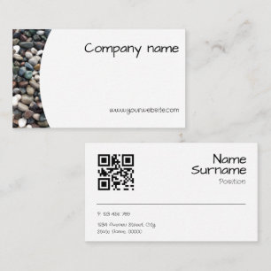 Minimalist Sea pebble photography QR Business Card