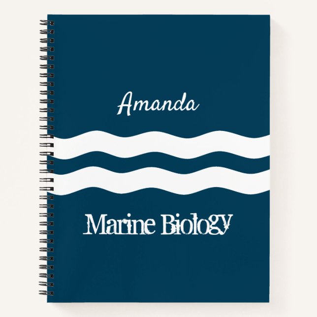 Minimalist Sea Waves Nautical Coastal Notebook (Front)