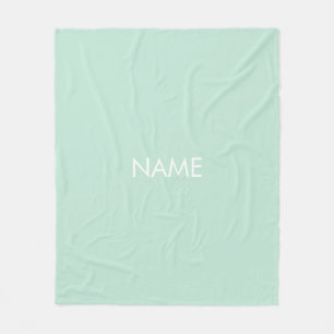 Minimalist seafoam mint green solid personalised fleece blanket