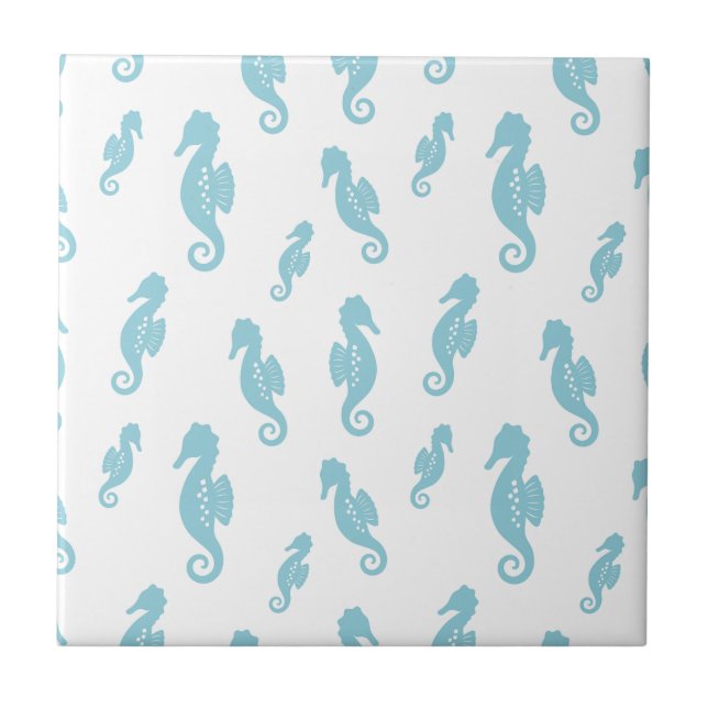 Minimalist Seahorse Ocean Seamless Pattern (1) Tile (Front)
