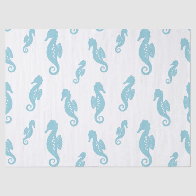 Minimalist Seahorse Ocean Seamless Pattern (1) Tissue Paper (Front)