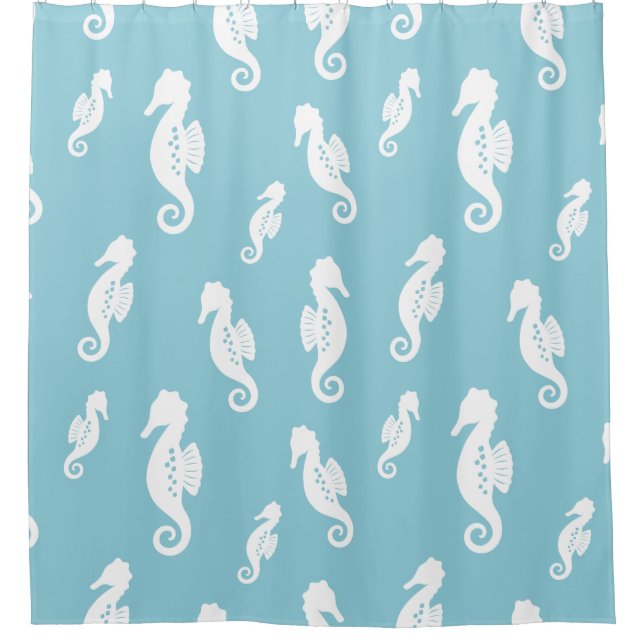 Minimalist Seahorse Ocean Seamless Pattern (2) Shower Curtain (Front)