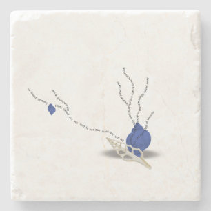 Minimalist seashell bouquet Ikebana sandglass poem Stone Coaster