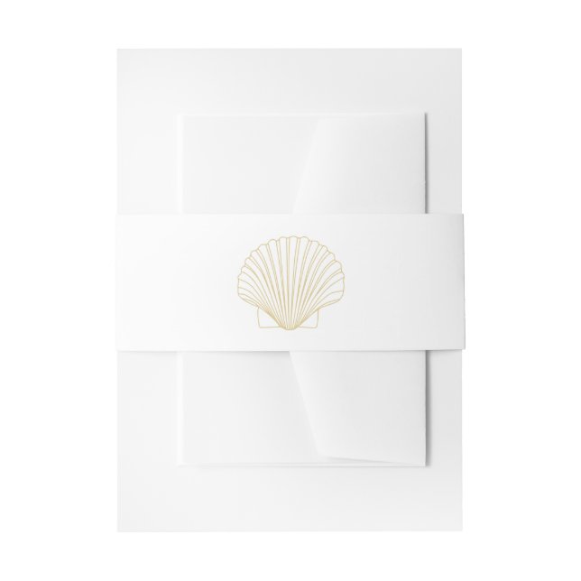 Minimalist Seashell Wedding Invitation Belly Band (Front Example)