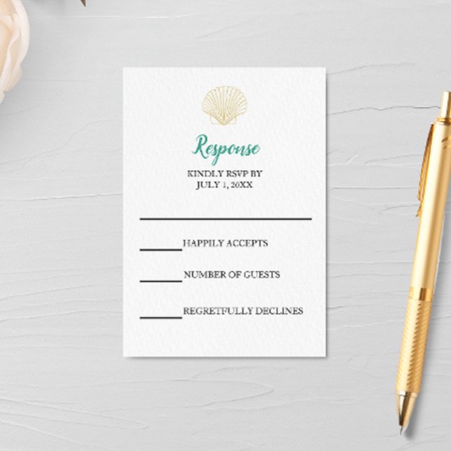 Minimalist Seashell Wedding RSVP Card (Creator Uploaded)