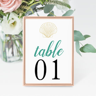 Minimalist Seashell Wedding Table Number