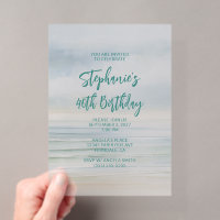 Minimalist Seaside Watercolor 40th Birthday