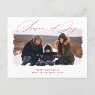 Minimalist Season of Joy Family Photo Christmas Holiday Postcard
